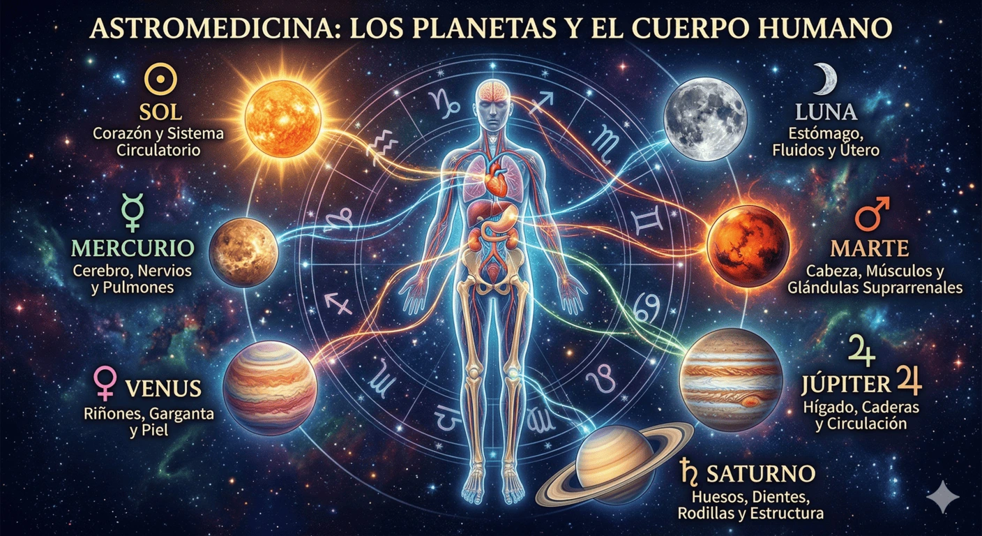 Cuerpo humano y planetas — astrología médica